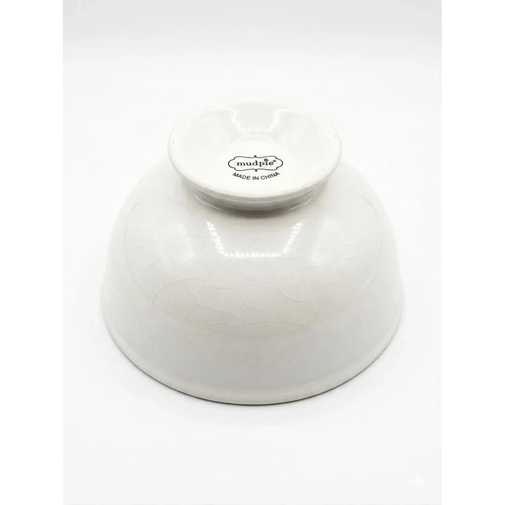 Mud Pie Ceramic Taco Night Dip Bowls Set of3 Salsa Guac Queso Blue White Retired